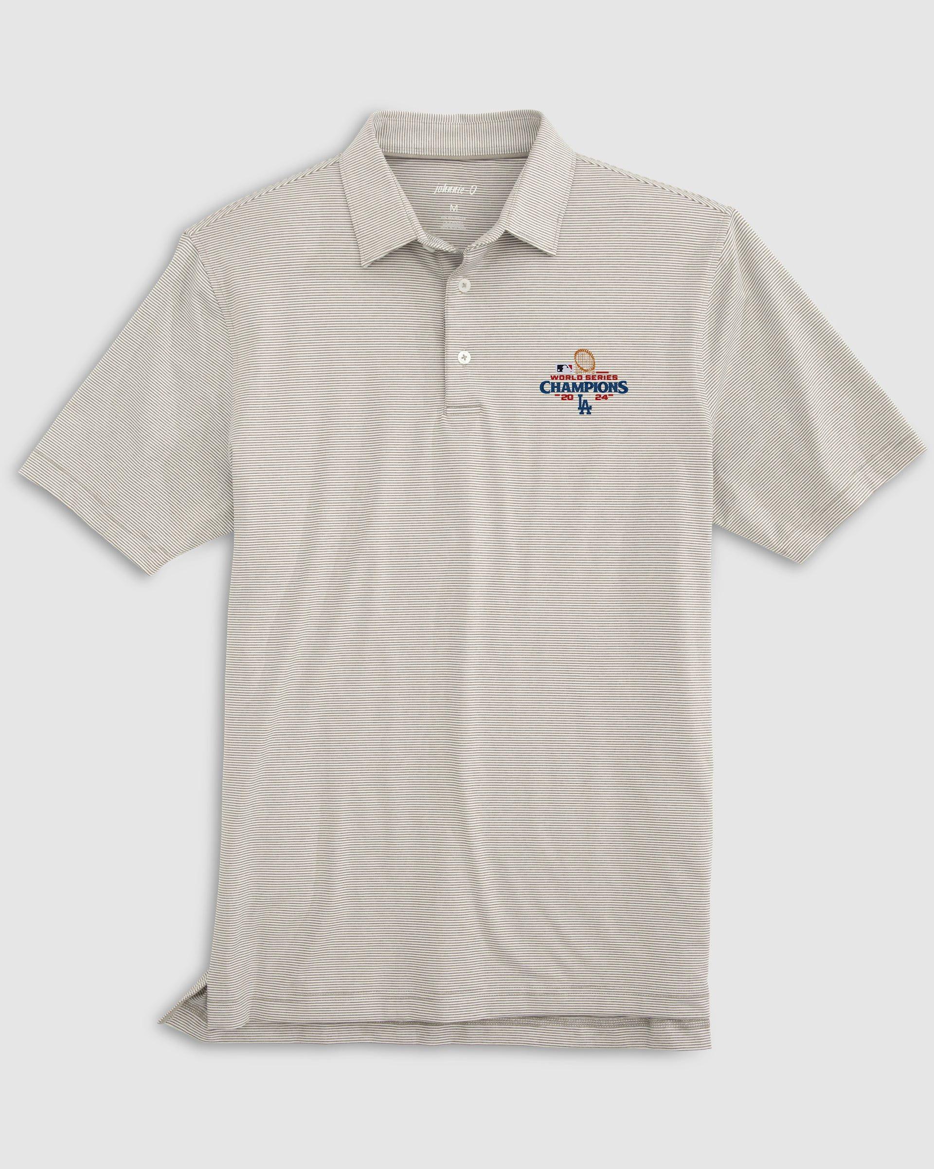 Los Angeles Dodgers Lyndonn Striped Jersey Performance Polo - 2024 World Series Champions Logo Male Product Image