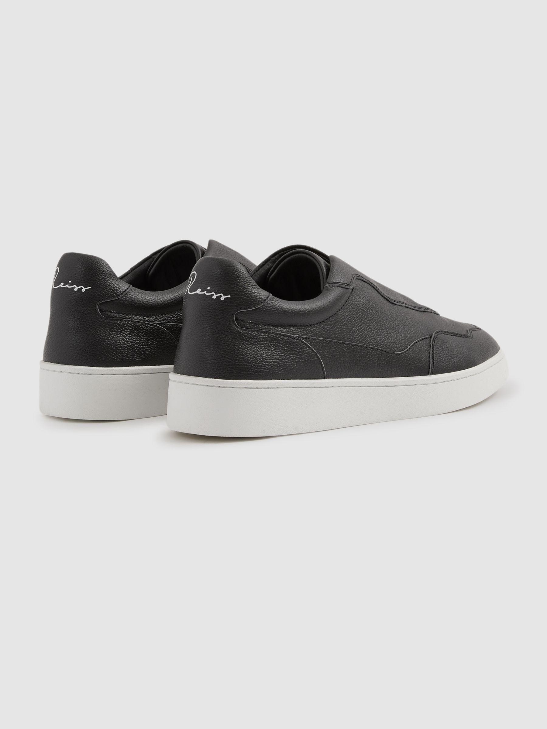 Grained Leather Elasticated Lace Trainers in Black Product Image