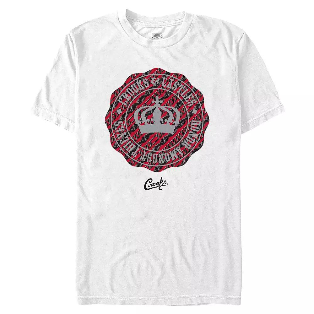 Men's Crooks And Castle Baroque Print Crown Stamp Graphic Tee, Size: 3XL, White Product Image