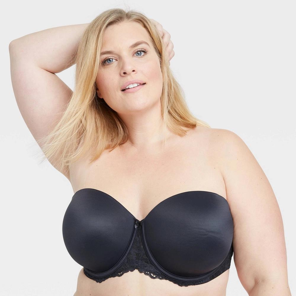 Womens Strapless Bra - Auden Black 48DDD: Lightly Lined, Underwire, Removable Straps Product Image