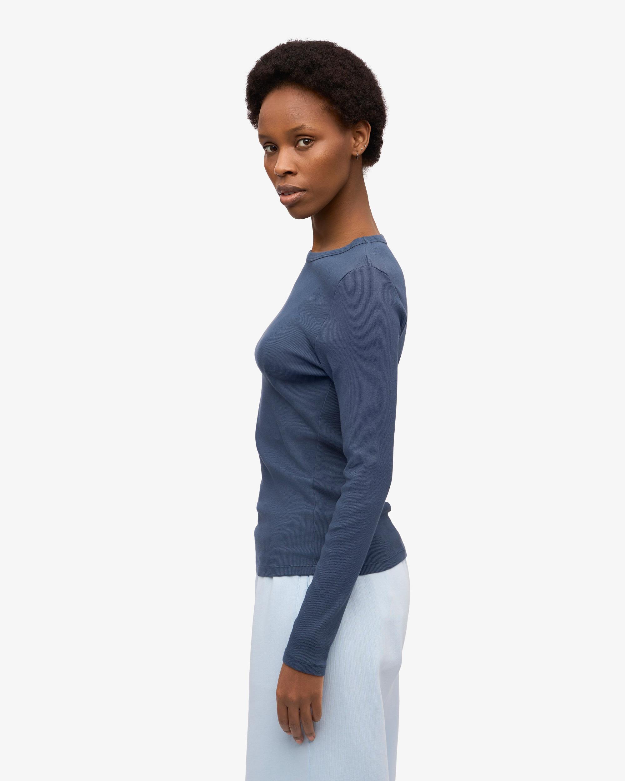 Women Organic Rib LS T-Shirt - Deep Black Product Image