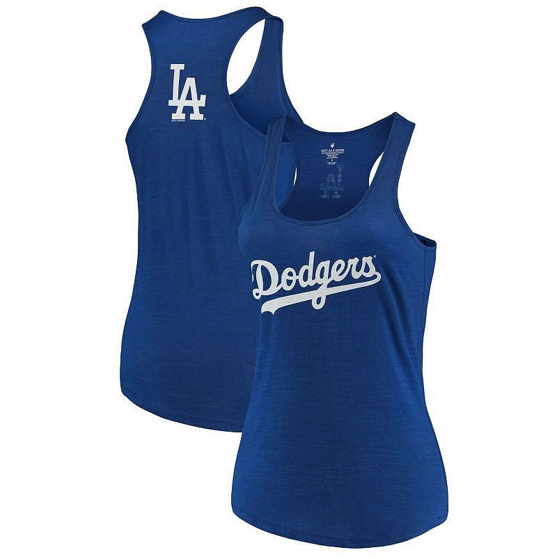 Womens Soft as a Grape Royal Los Angeles Dodgers Plus Size Swing for the Fences Racerback Tank Top Product Image