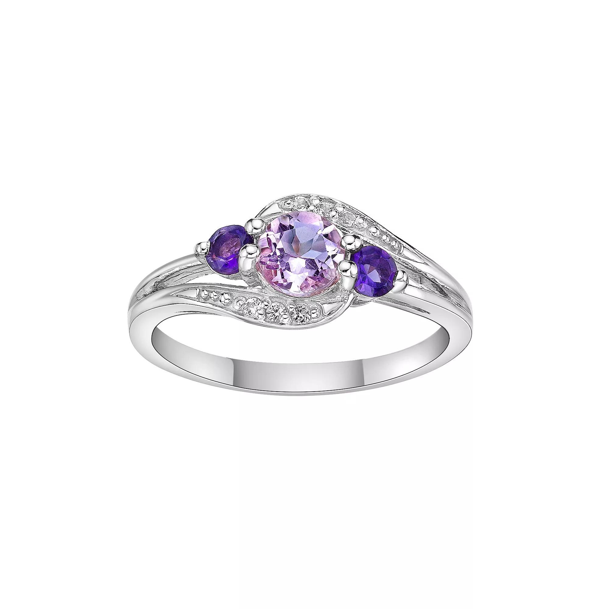 Gemminded Sterling Silver Amethyst and Lab-Created White Sapphire Ring, Women's, Size: 9 Product Image