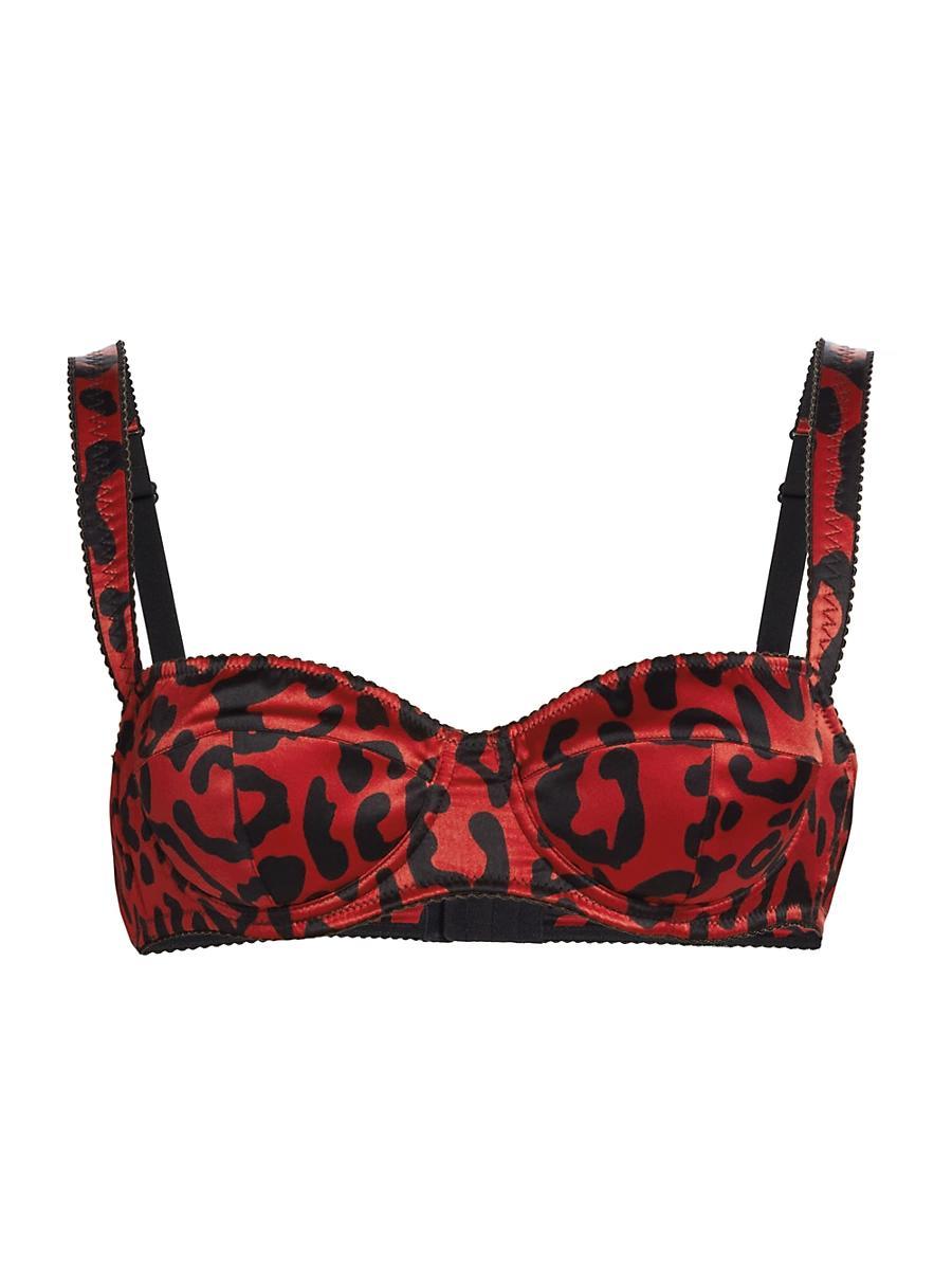 Womens Leopard-Print Silk Demi Bra Product Image