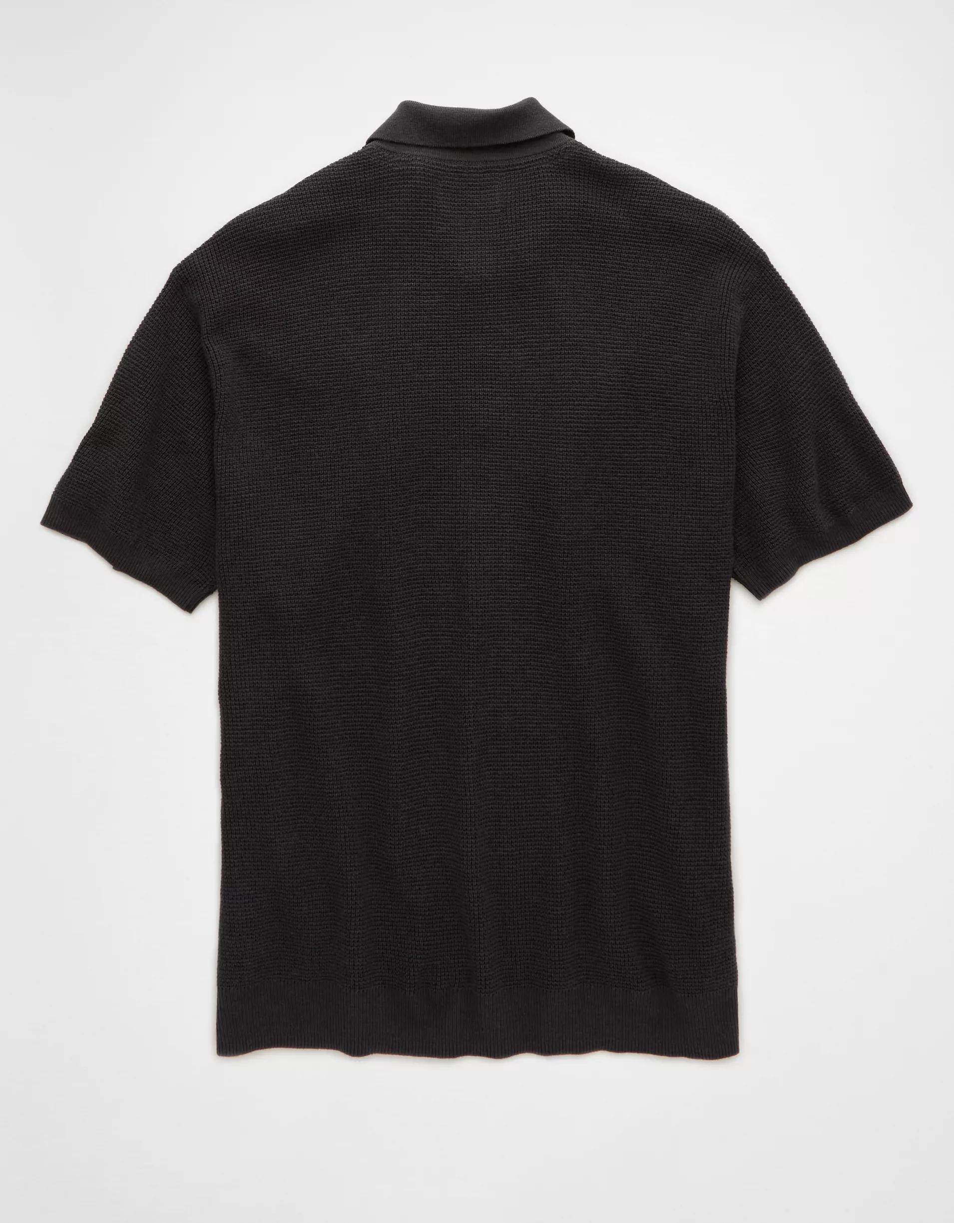 AE Weekend Waffle Button-Up Sweater Polo Shirt Product Image