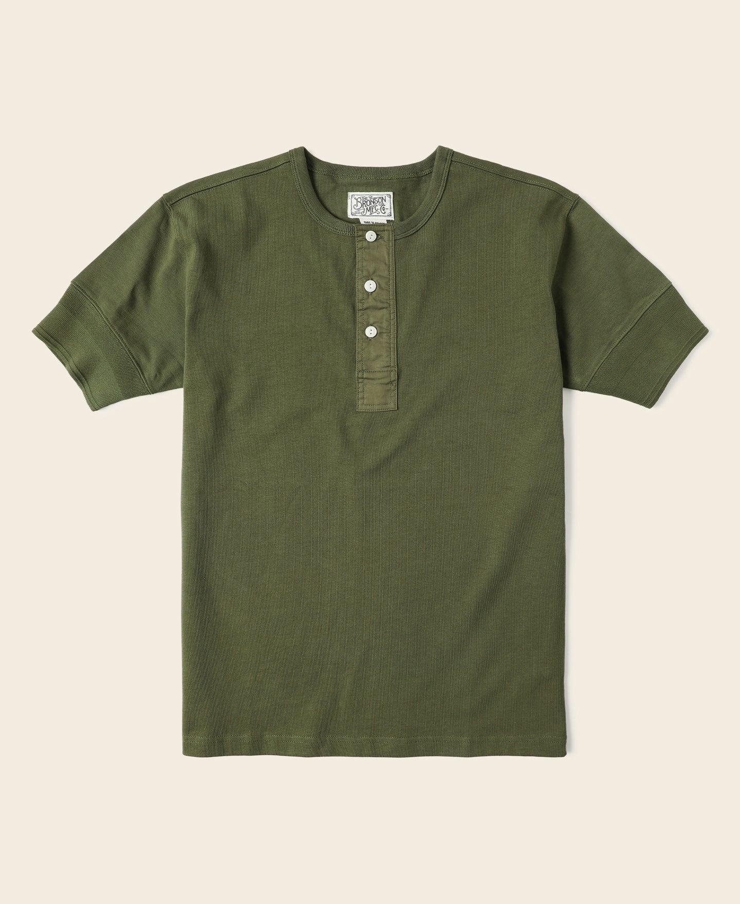 Vintage Short Sleeve Henley T-Shirt - Olive Product Image