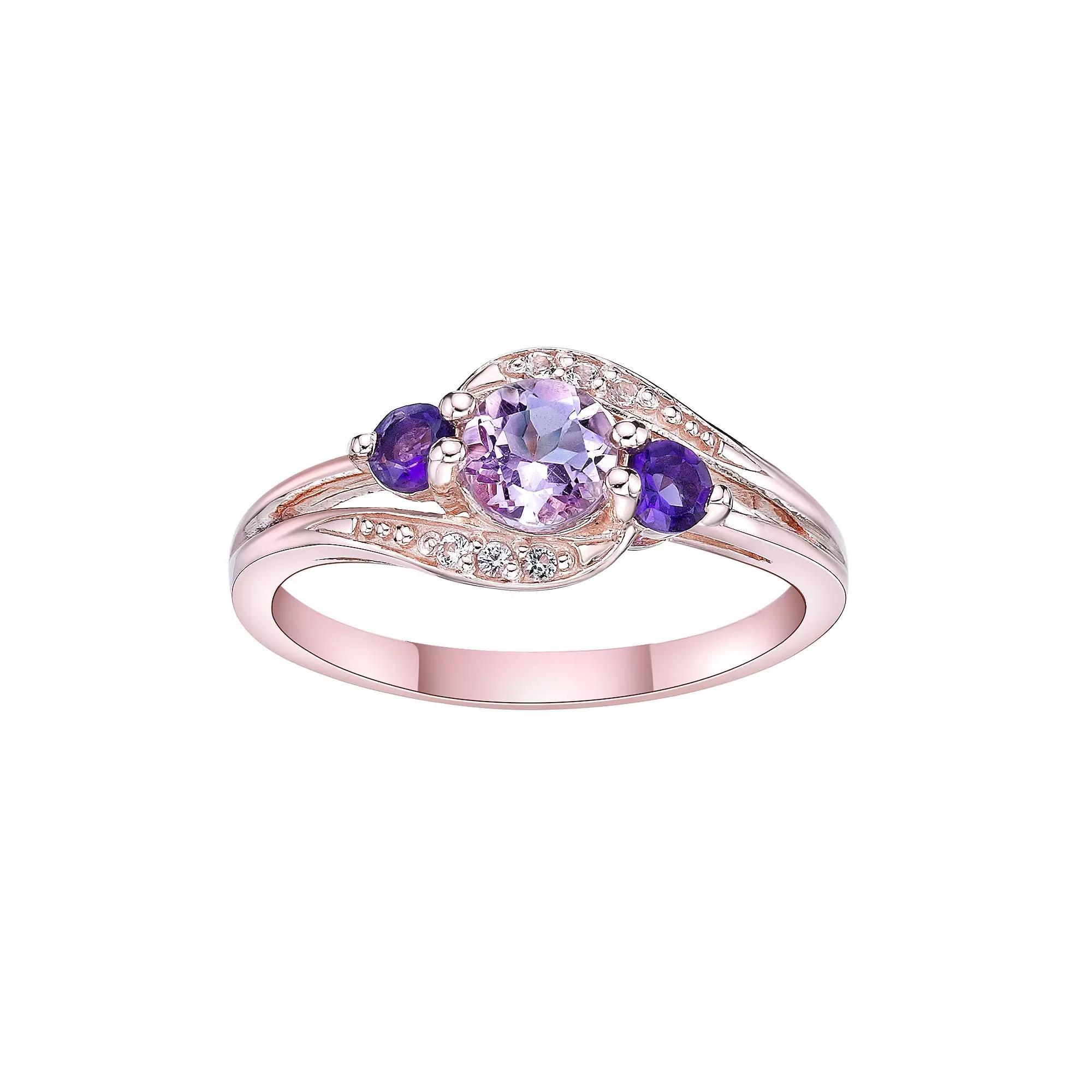 Gemminded Sterling Silver Amethyst and Lab-Created White Sapphire Ring, Women's, Size: 9 Product Image