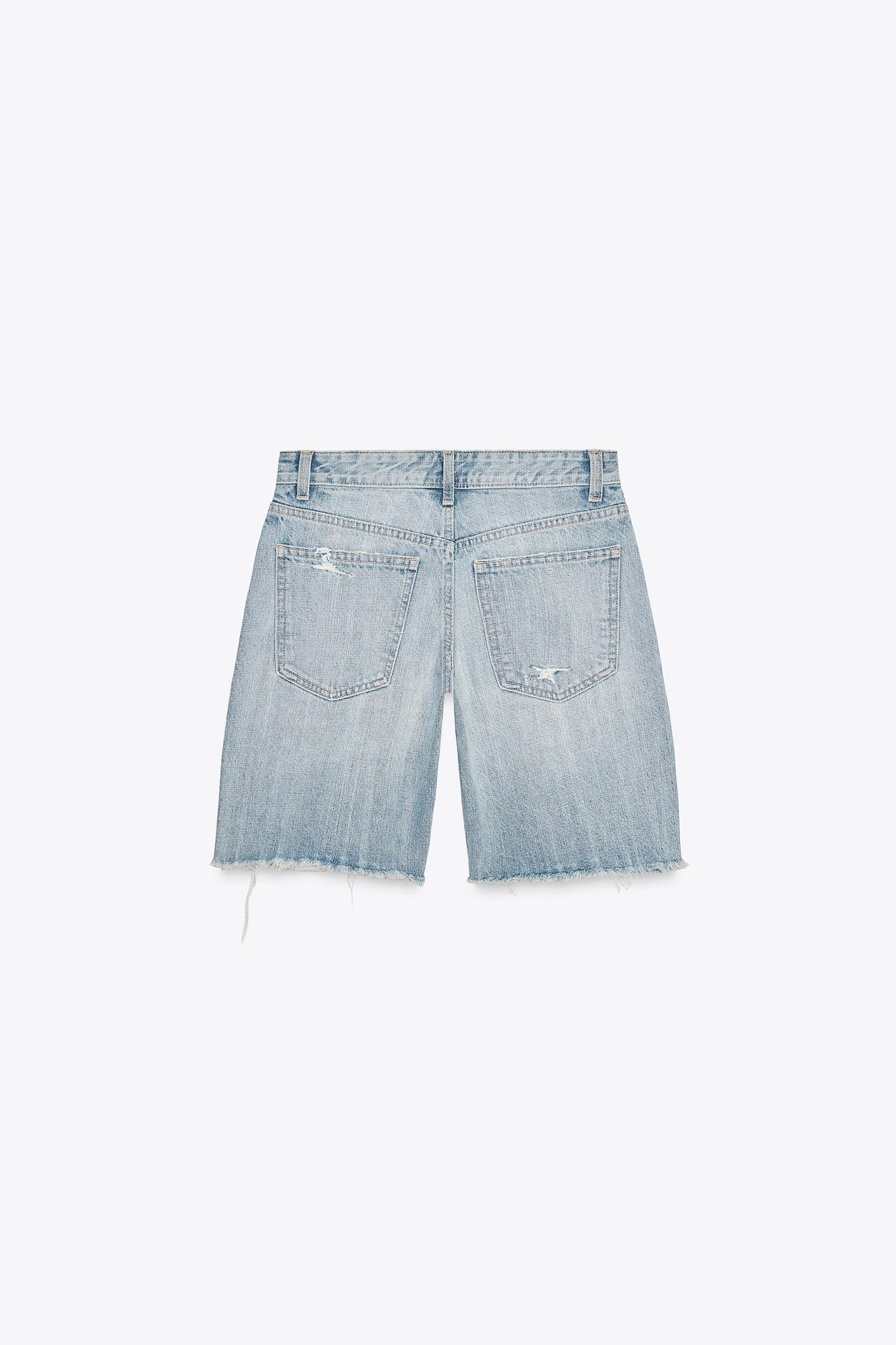 MID-RISE RIPPED TRF DENIM SHORTS Product Image