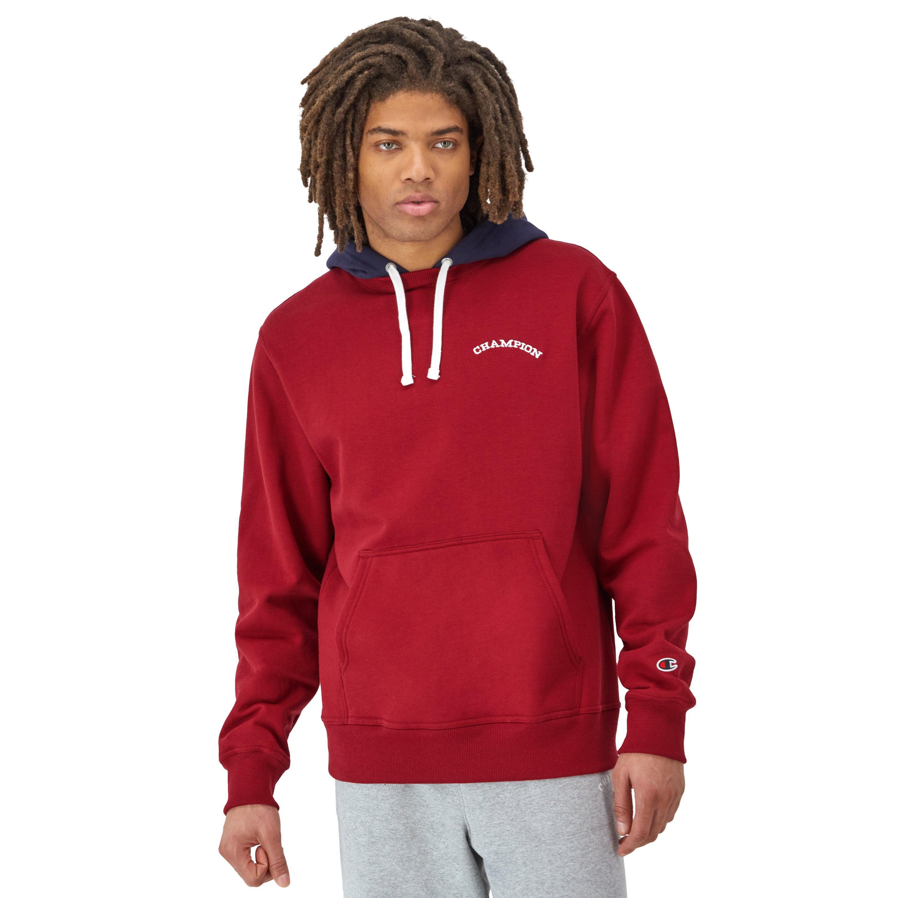 Mens Champion Powerblend Hoodie, Left Chest Arch Logo Fresh Green Leaf/Navy 2XL Product Image