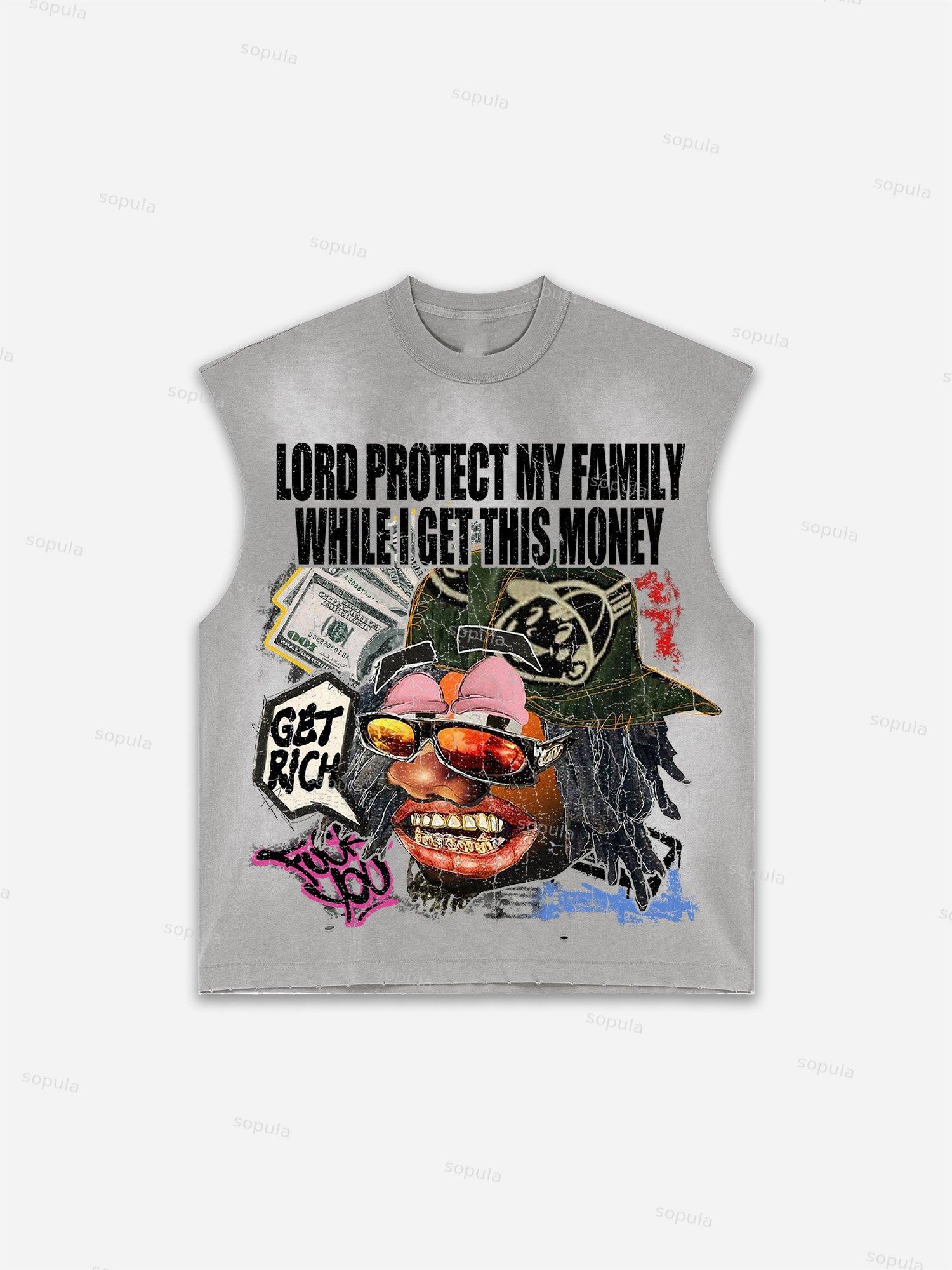 Men's Washed Casual Virtual Shadow Graphic Tank Top Product Image