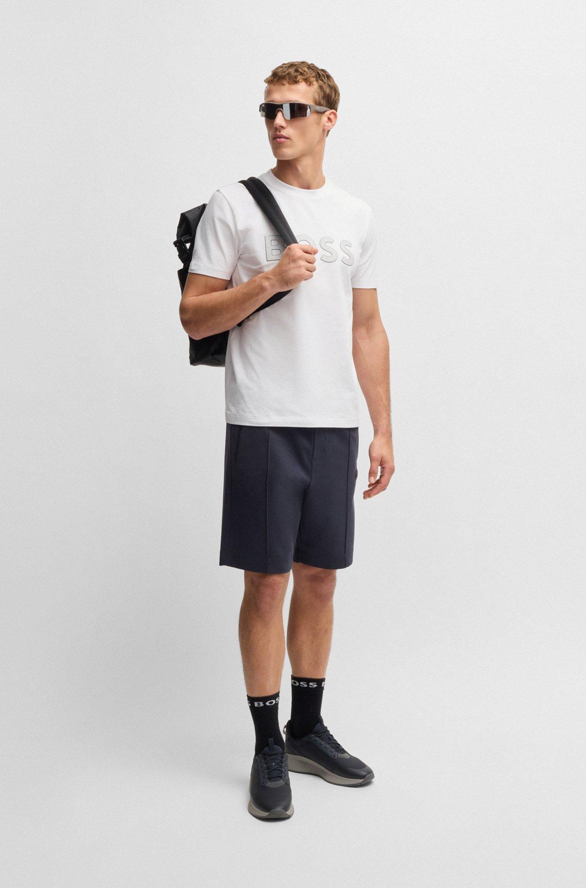 Stretch-cotton T-shirt with large logo Product Image