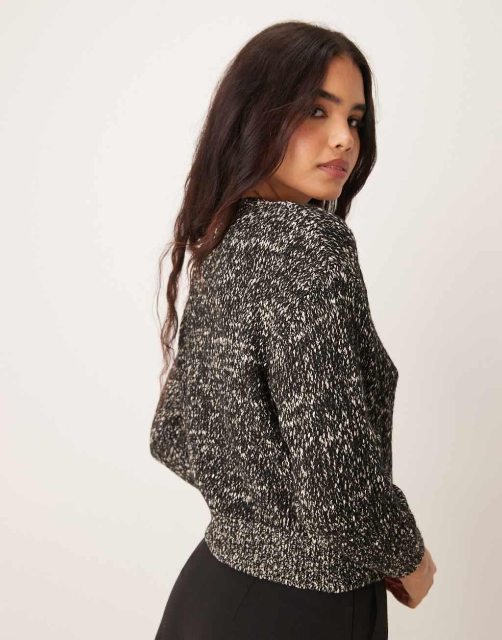Mango oversized salt and pepper sweater in gray Product Image