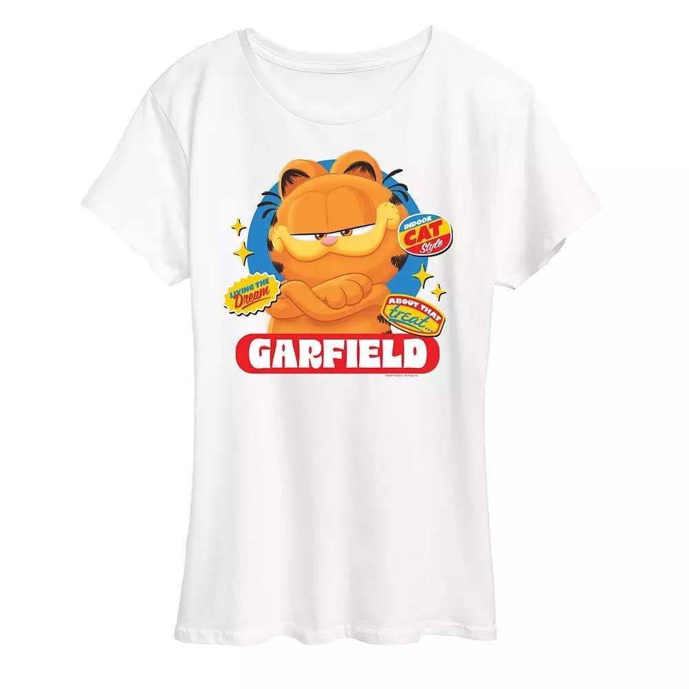 Womens The Garfield Movie Stickers Graphic Tee Product Image