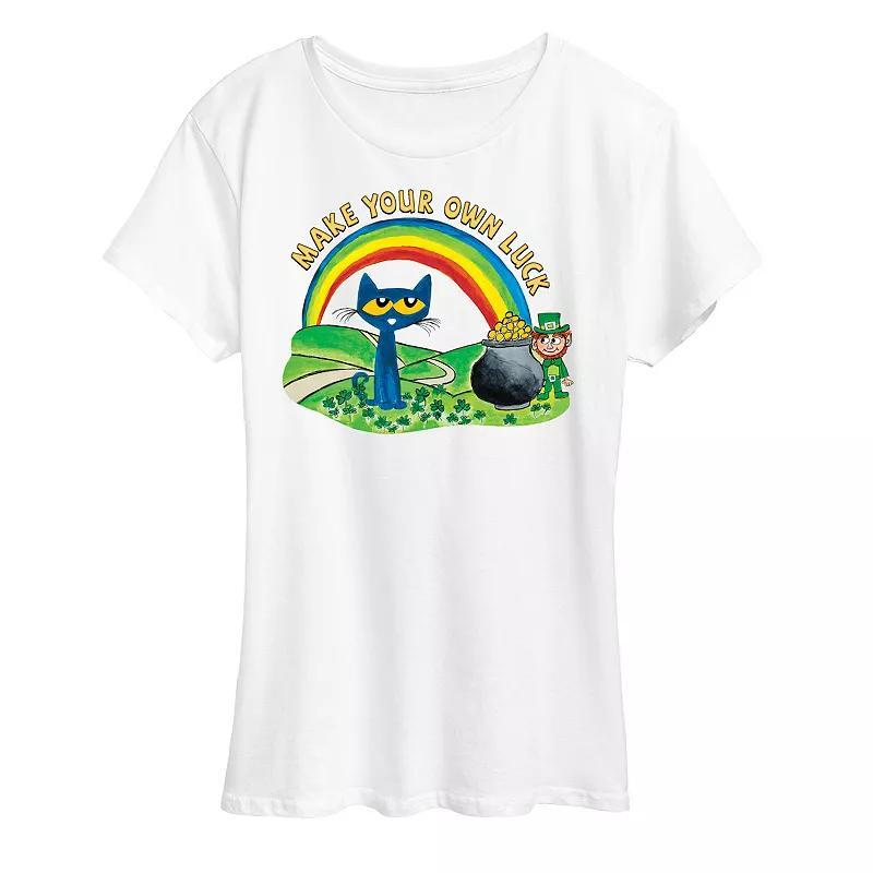 Womens Pete The Cat Pete Leprechaun Pot Of Gold Graphic Tee Grey Gray Product Image