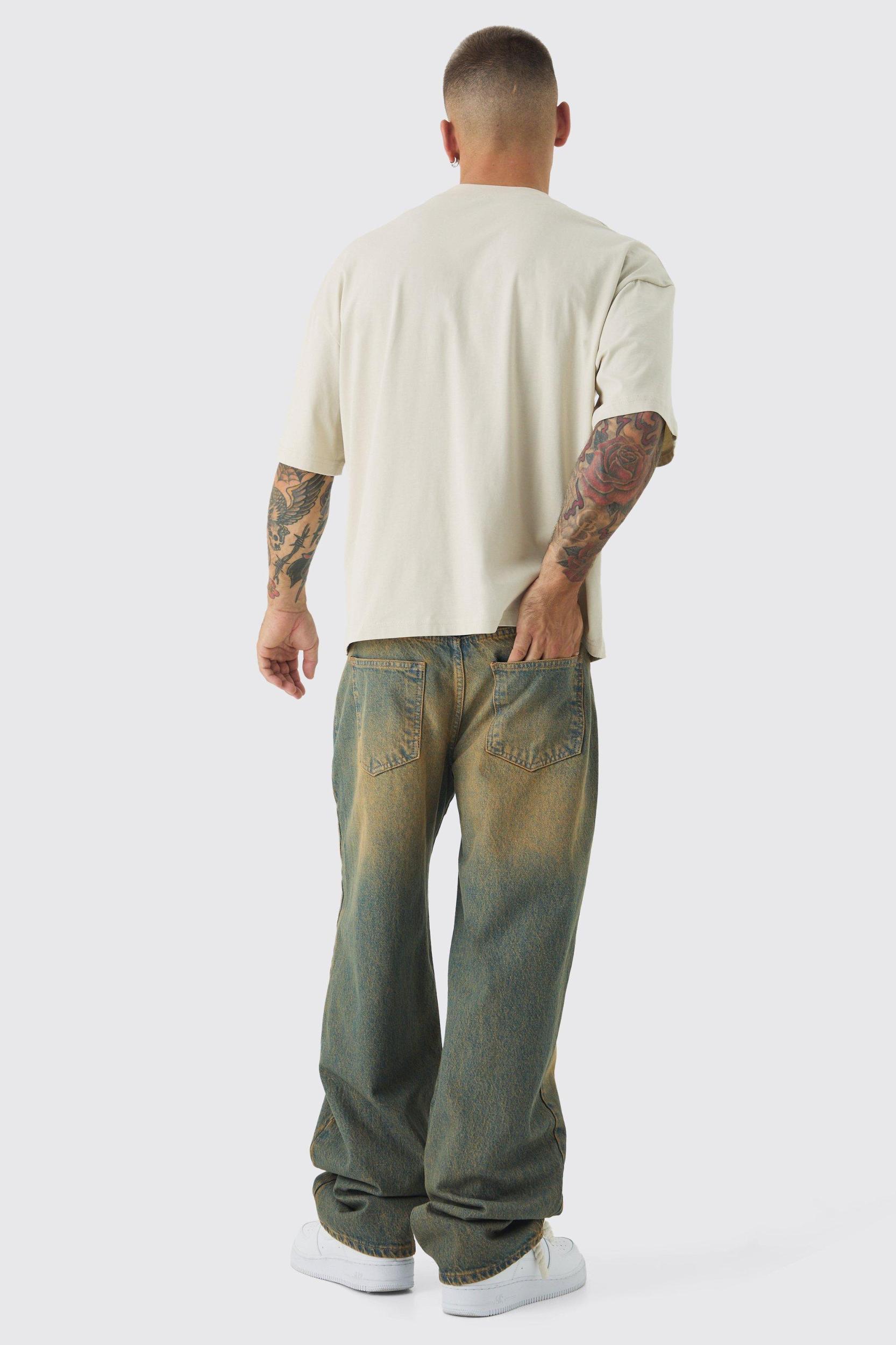 Relaxed Fit Washed Tinted Jeans | boohooMAN USA Product Image