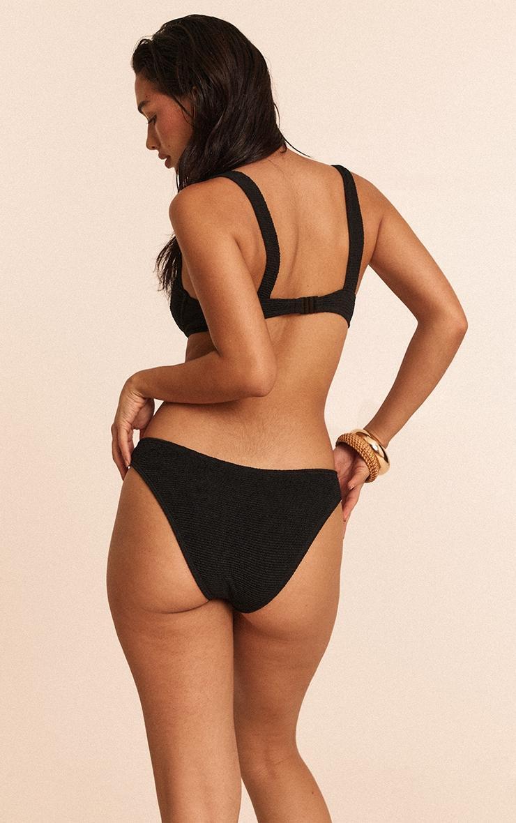 Black Mini Crinkle Tanga Bikini Bottoms Product Image
