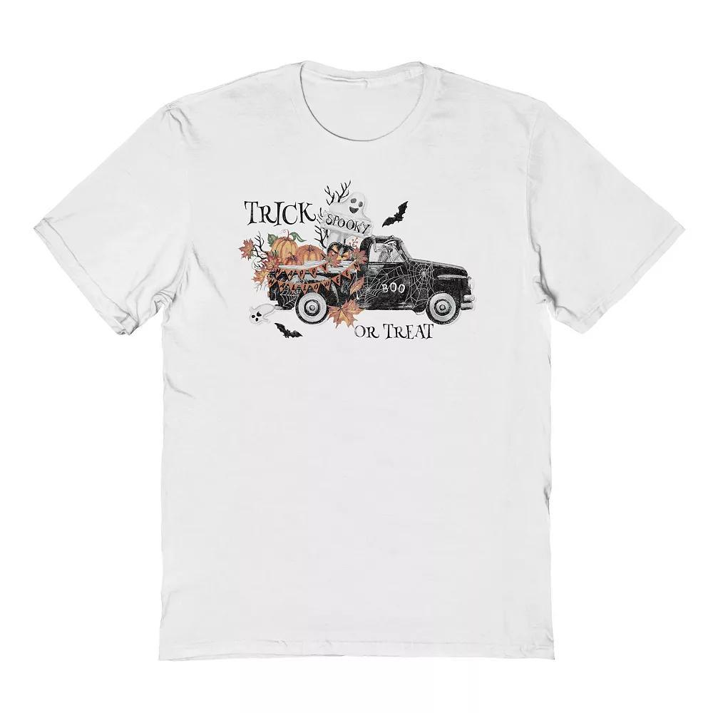 Men's Spooky Truck Halloween Graphic Tee, Size: Large, White Product Image