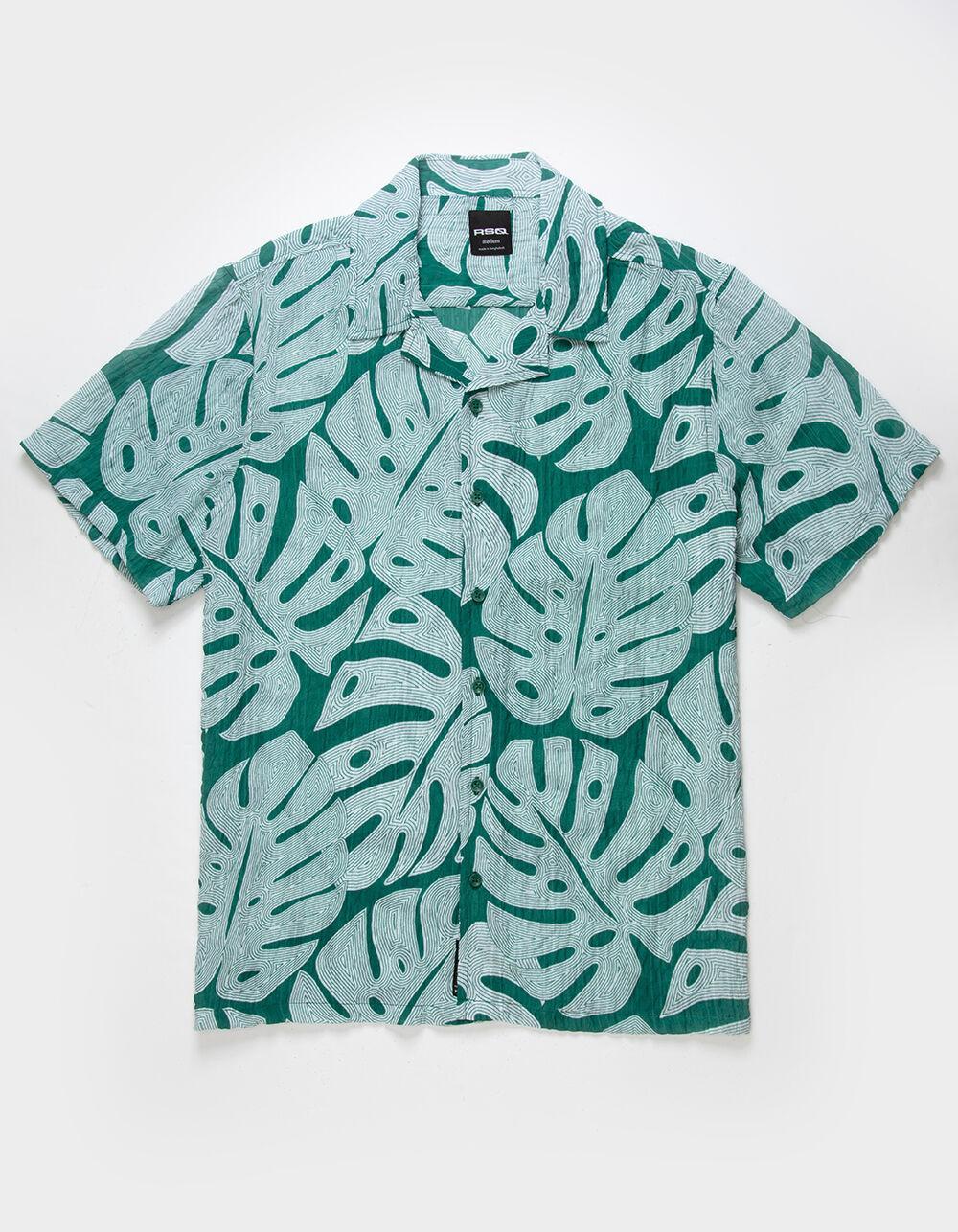RSQ Mens Texture Leaf Camp Shirt Product Image