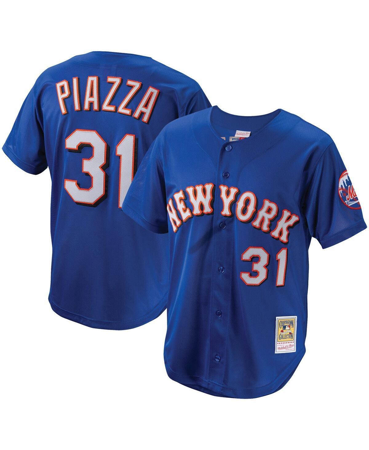 Men's Mitchell & Ness Mike Piazza Royal New York Mets Cooperstown Collection Mesh Batting Practice Button-Up Jersey, Size: Medium, Blue Product Image