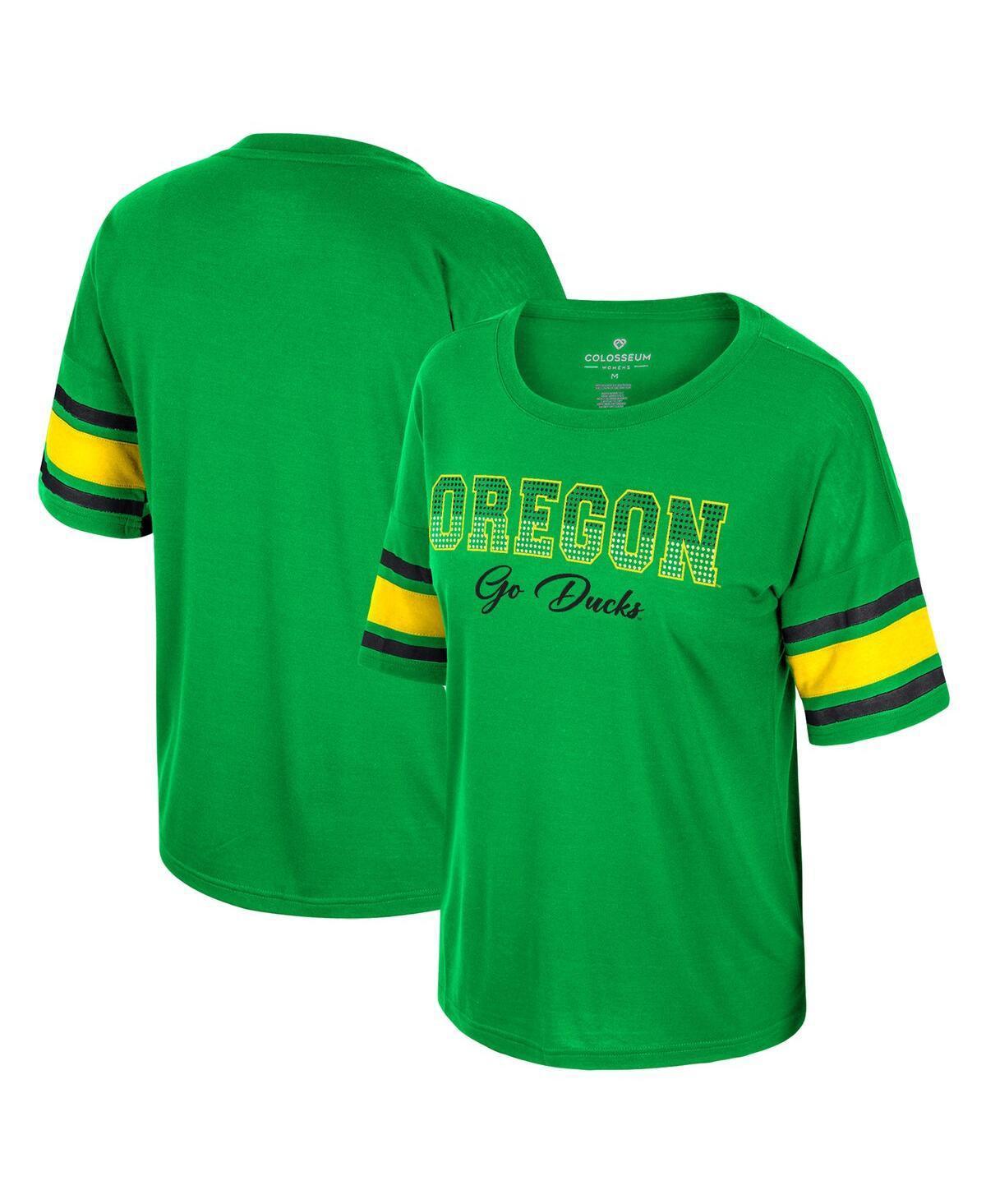 Women's Colosseum Green Oregon Ducks I'm Gliding Here Rhinestone T-Shirt, Size: Small Product Image