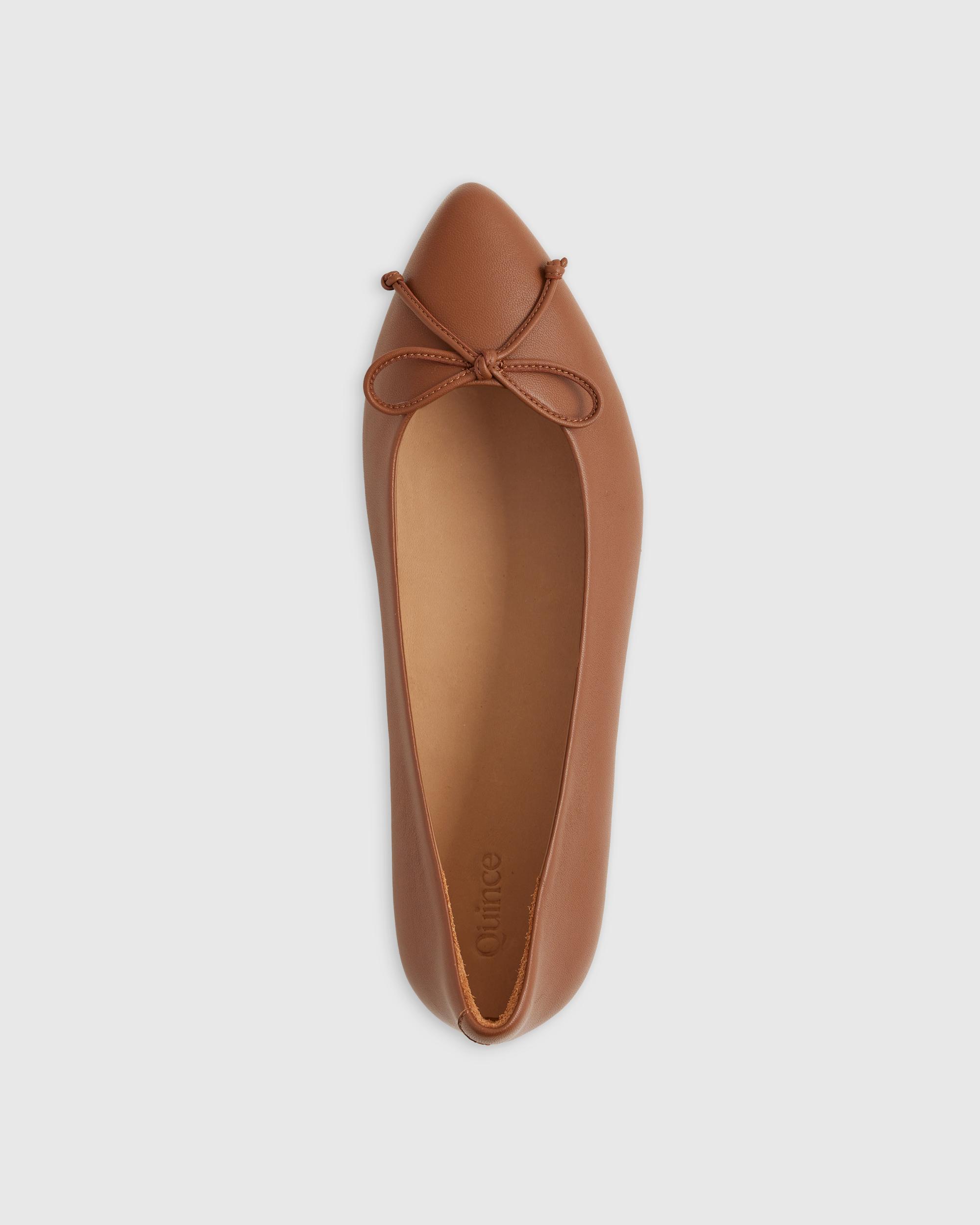 Quince | Women's Italian Leather Pointed Bow Flat Product Image