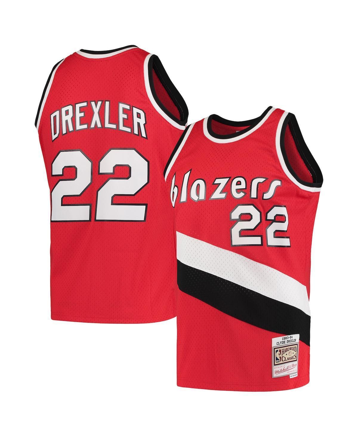 Men's Mitchell & Ness Clyde Drexler Red Portland Trail Blazers Hardwood Classics 1983-84 Swingman Jersey, Size: Small Product Image