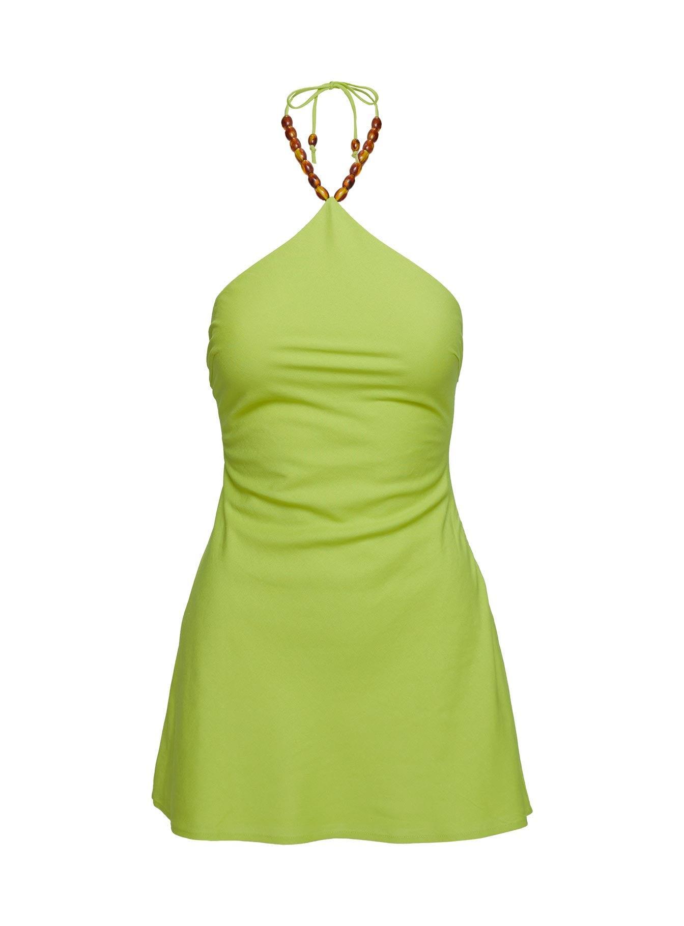 Maevie Halter Mini Dress Green Product Image