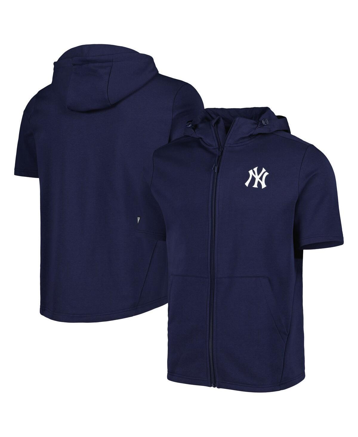 Men's Levelwear Navy New York Yankees Recruit Full-Zip Short Sleeve Hoodie, Size: Medium, Blue Product Image