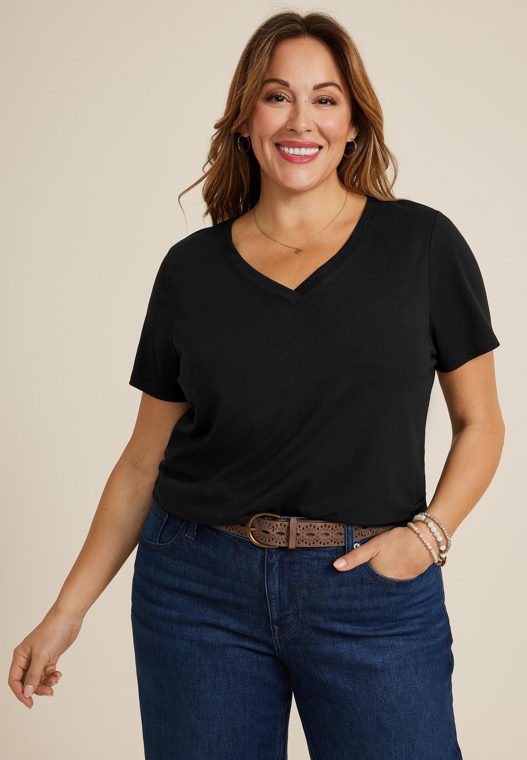 Maurices 3X Plus Size Womens 24/7 Dawson V Neck Tee Product Image