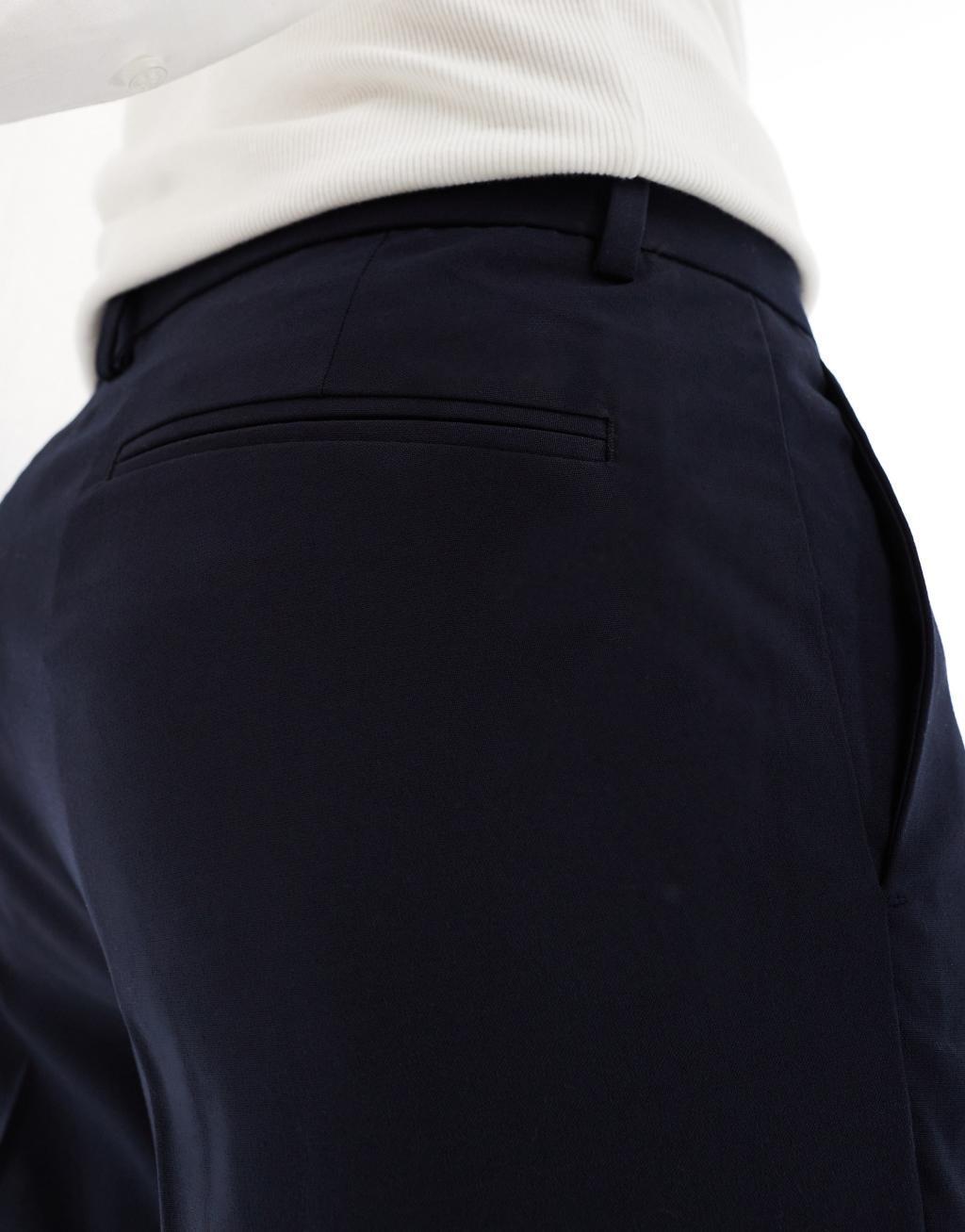 ASOS DESIGN straight leg pants in navy Product Image