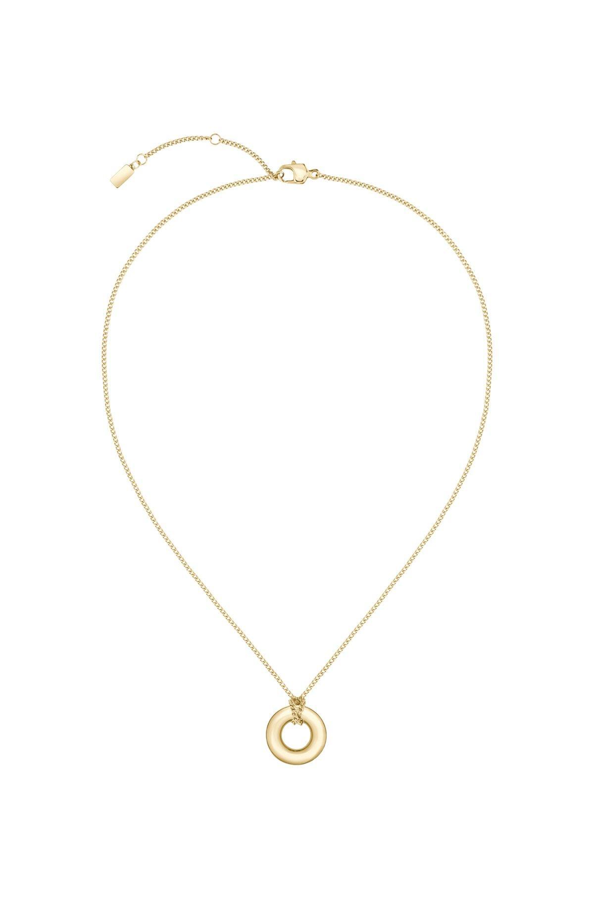 BOSS - Gold-tone necklace with logo hoop Product Image