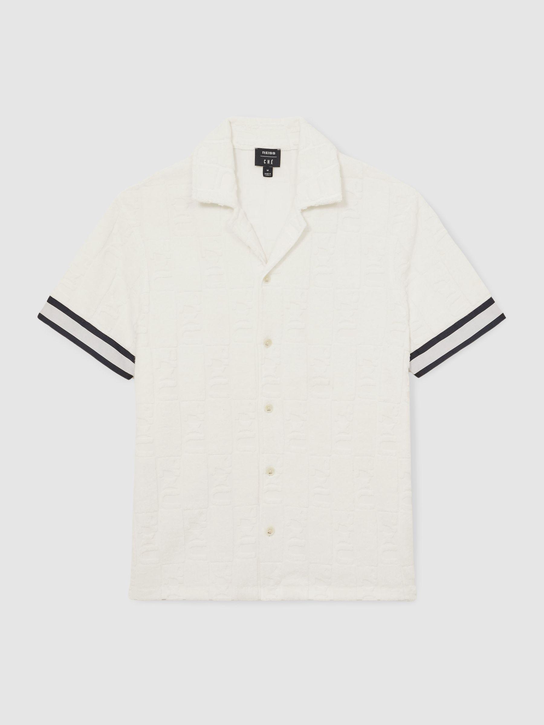 Reiss | Ché Towelling Monogram Shirt in White Product Image