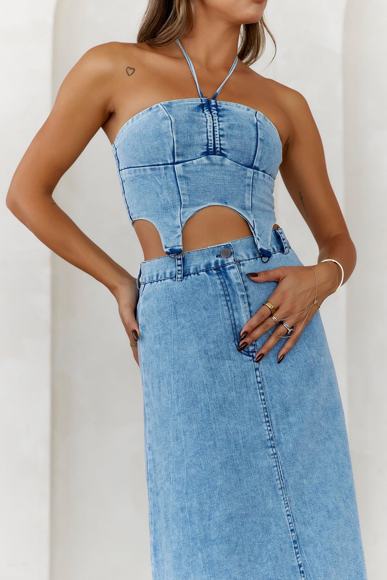 High-Definition Style Crop Top Denim Product Image