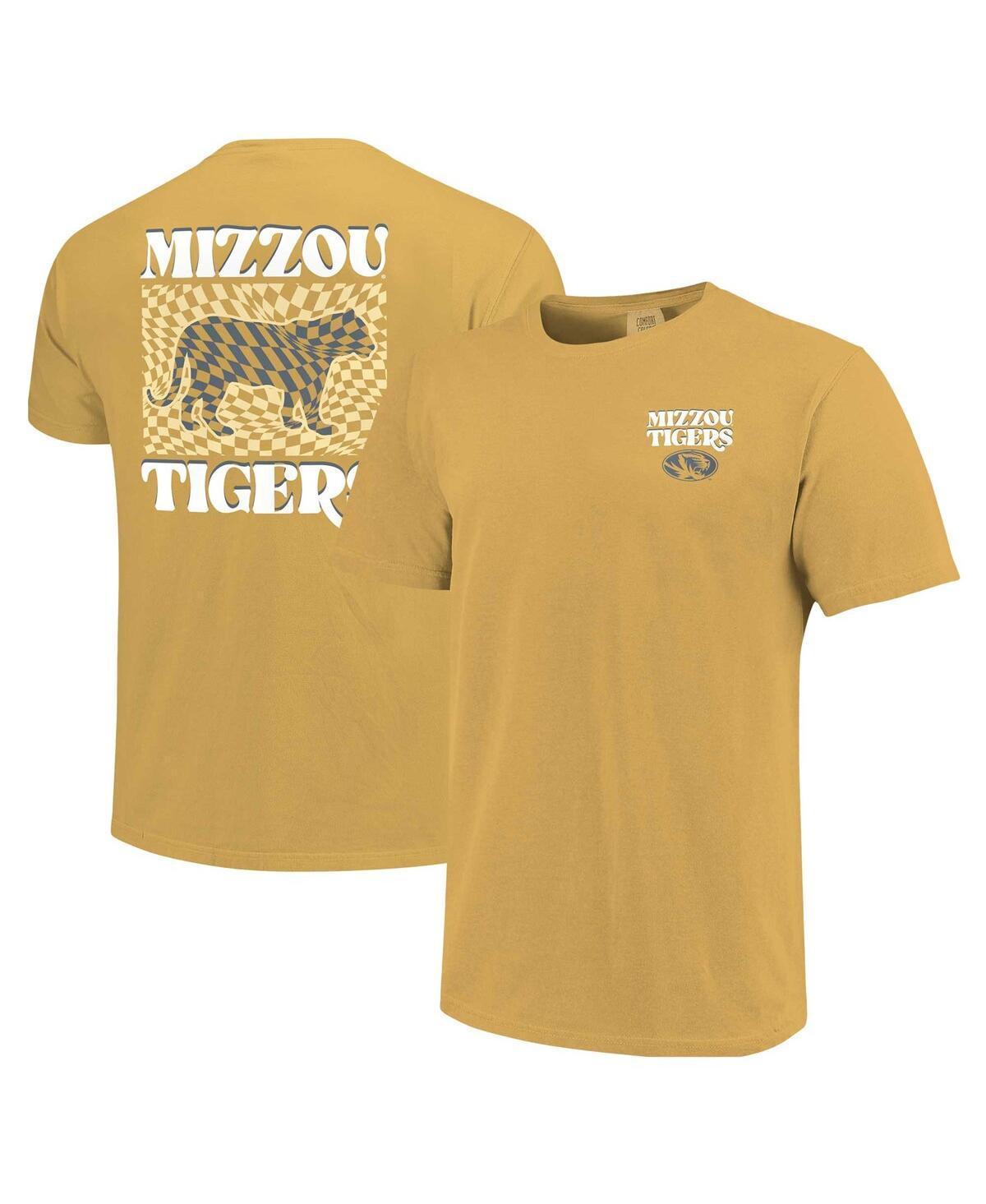 Women's Gold Missouri Tigers Comfort Colors Checkered Mascot T-Shirt, Size: Medium Product Image