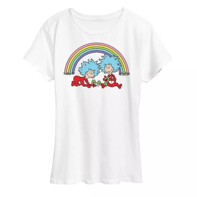 Womens Dr. Seuss Thing 1 & 2 Rainbow Graphic Tee Product Image