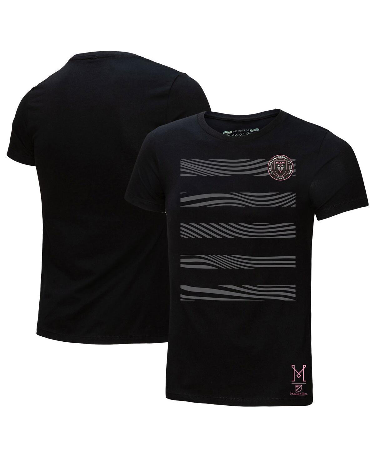 Womens Mitchell & Ness Black Inter Miami CF Reflective Pattern Stripe T-Shirt Product Image