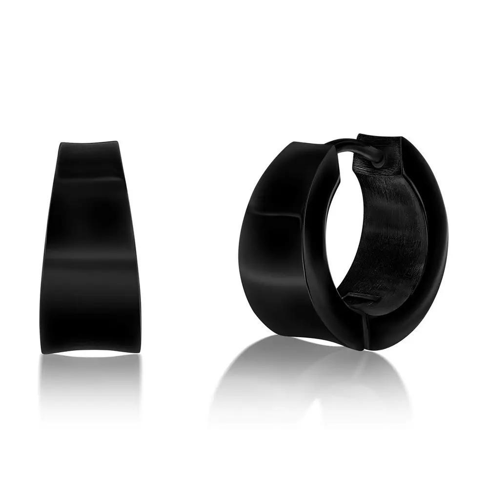 Metallo Plated Huggie Hoop Earrings, Men's, Black Product Image