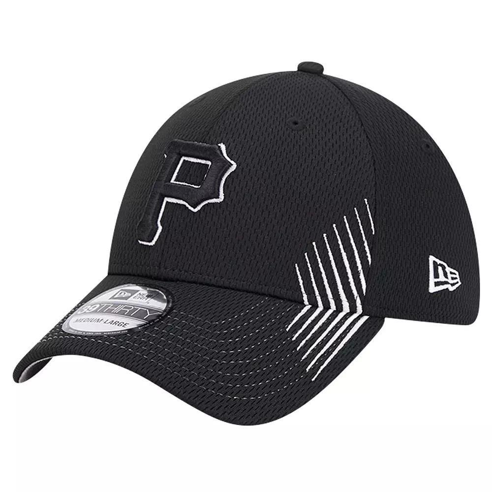 Men's New Era Black Pittsburgh Pirates Active Dash Mark 39THIRTY Flex Hat, Size: Medium/Large Product Image