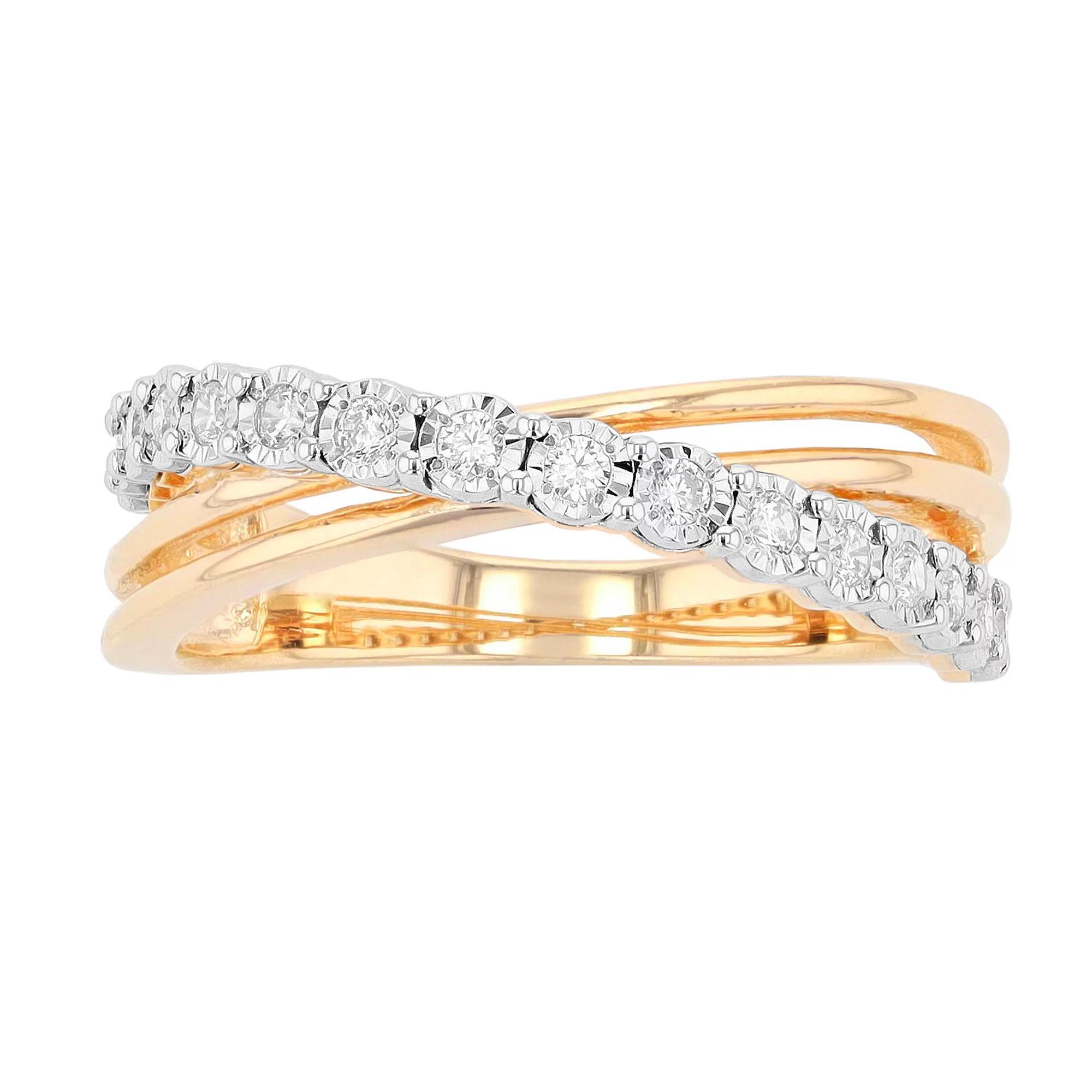 Diamond Brilliance 1/4 Carat T.W. Lab-Created Diamond Bypass Ring, Women's, Size: 6, Yellow Tone Product Image