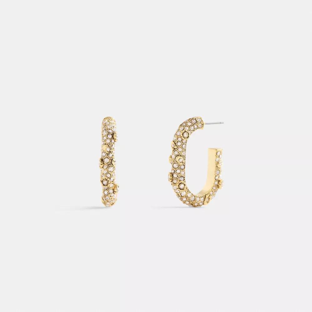 Pavé Floral Oval Hoop Earrings Product Image