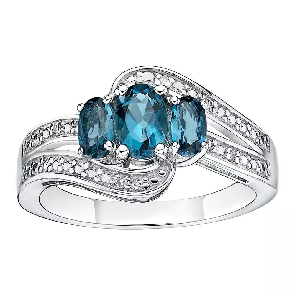 Gemminded Sterling Silver London Blue Topaz & Diamond Accent Ring, Women's, Size: 5 Product Image