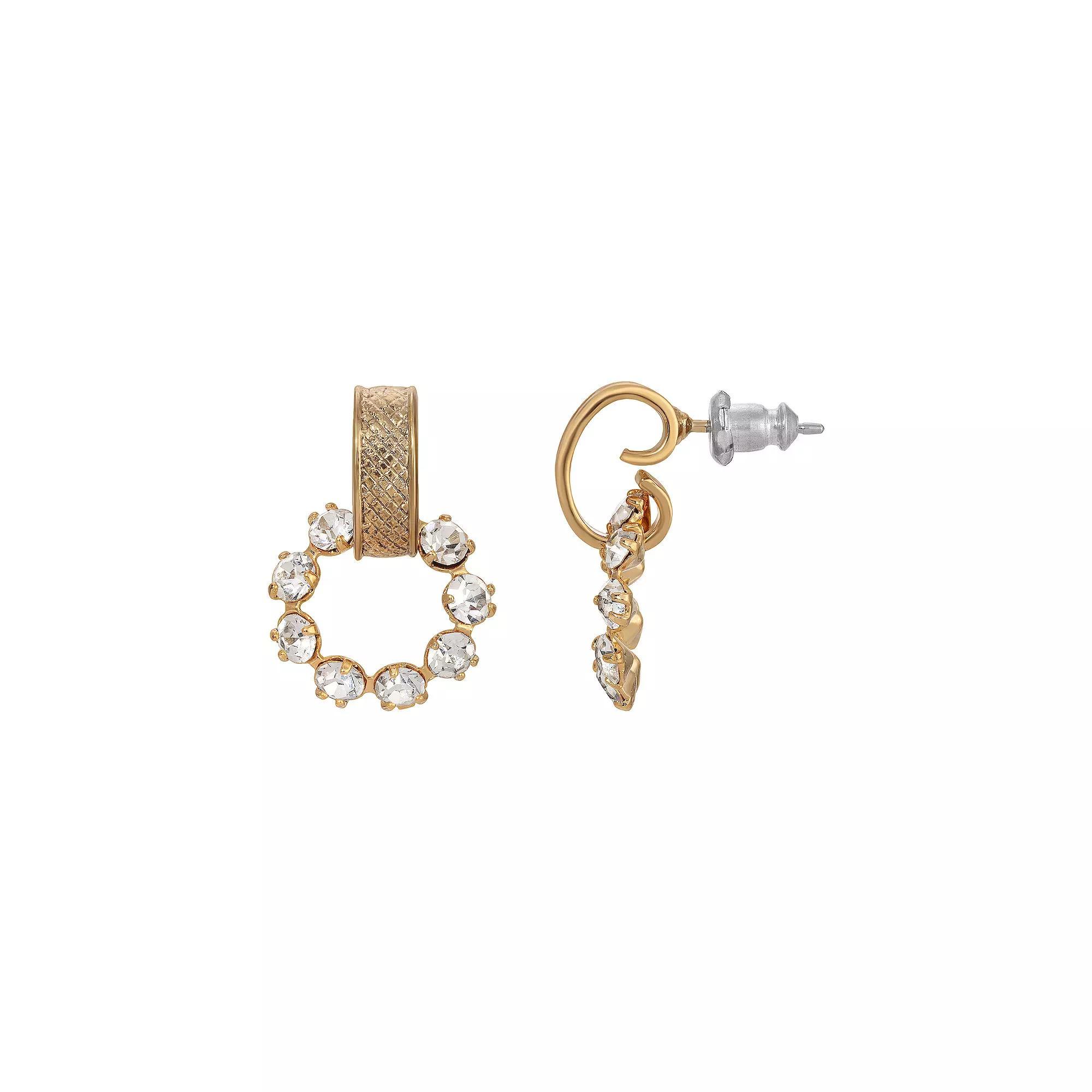 1928 Crystal Front Facing Hoop Earrings, Womens, Silver Tone Product Image