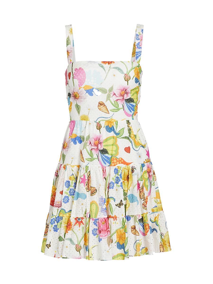 Womens Freddie Floral Eyelet Cotton Minidress Product Image