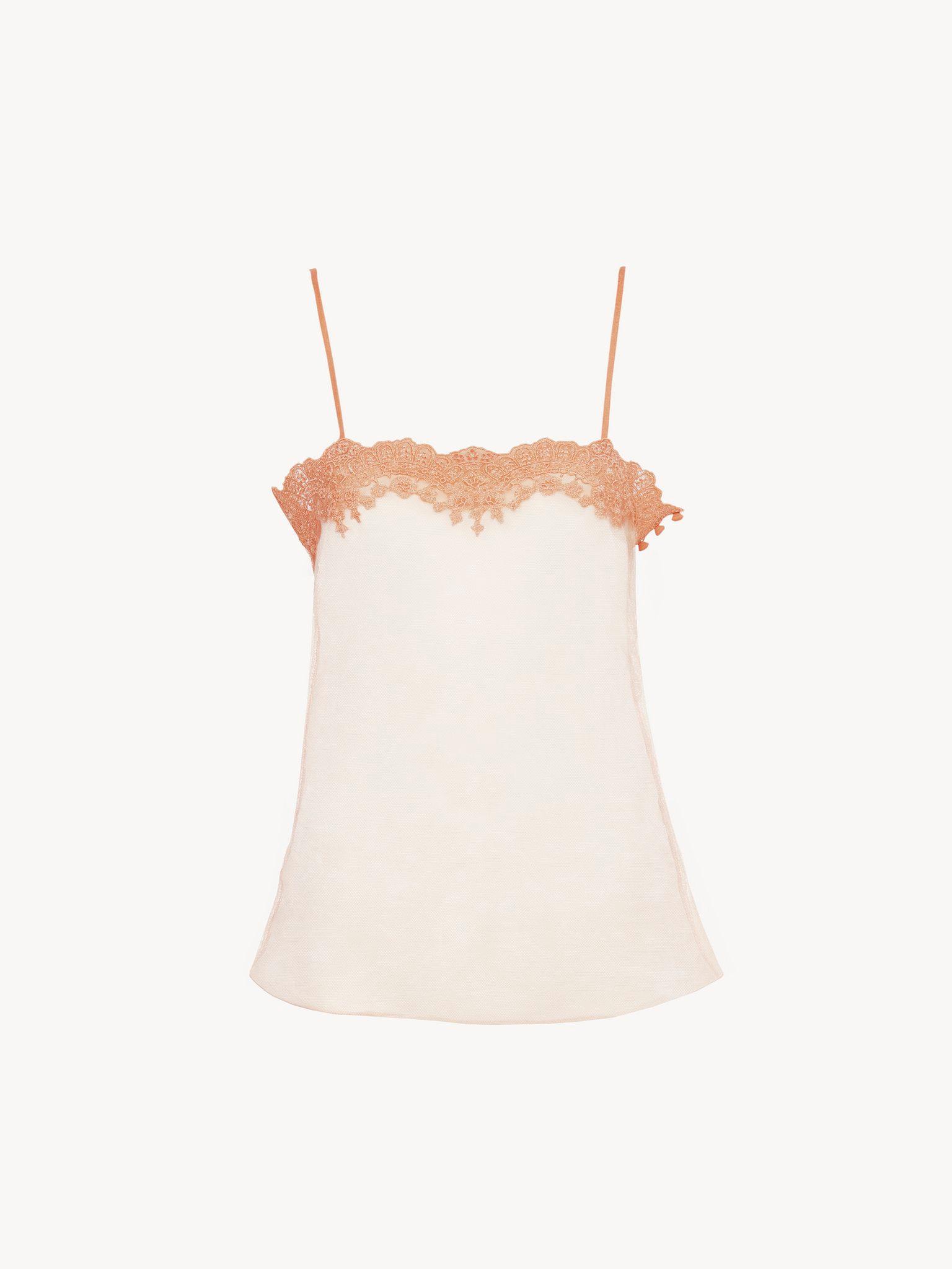 Fitted tank top in embroidered lace Product Image