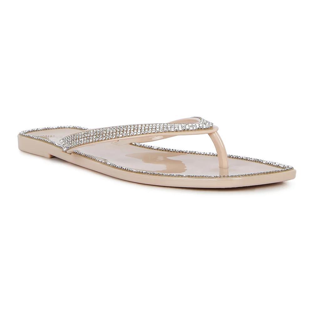 London Rag Golightly Diamante Women's Jelly Flip-Flop Sandals, Size: 7, Natural Product Image