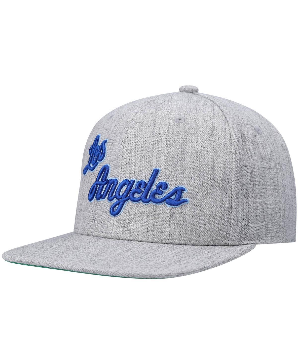 Men's Mitchell & Ness Heathered Gray Los Angeles Lakers Hardwood Classics Team 2.0 Snapback Hat, Grey Product Image