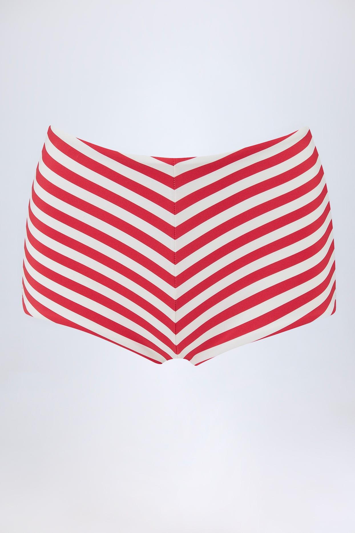 Mid-Rise Hotpants in Cherry Red Stripe Product Image
