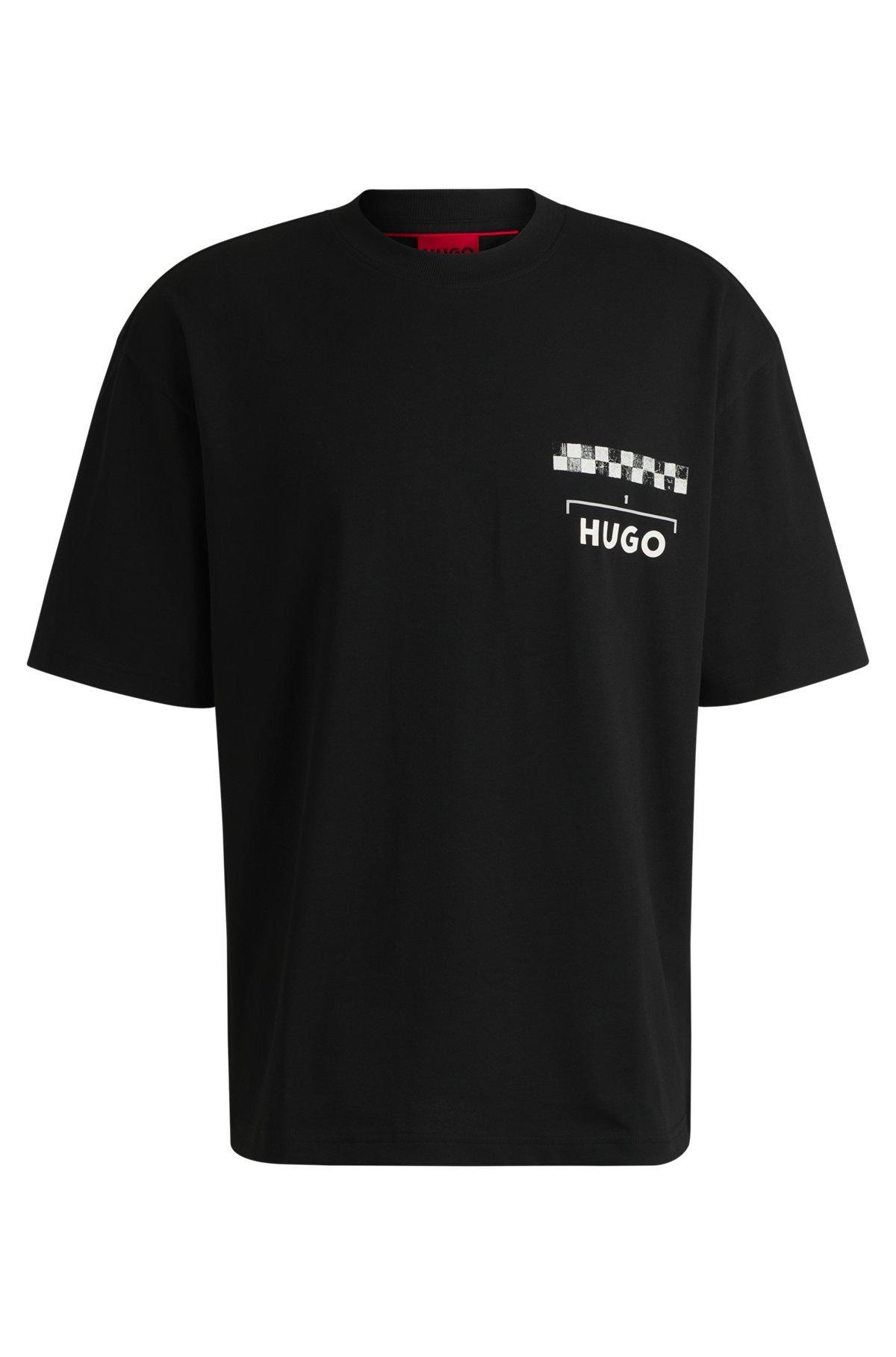Cotton-jersey T-shirt with racing prints Product Image