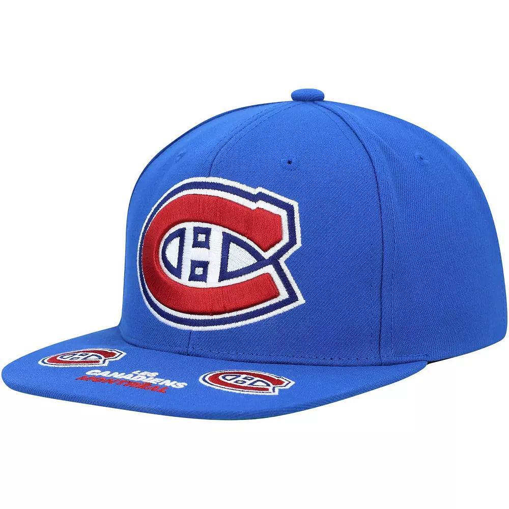 Men's Mitchell & Ness Blue Montreal Canadiens Vintage Hat Trick Snapback Hat, Cnd Blue Product Image