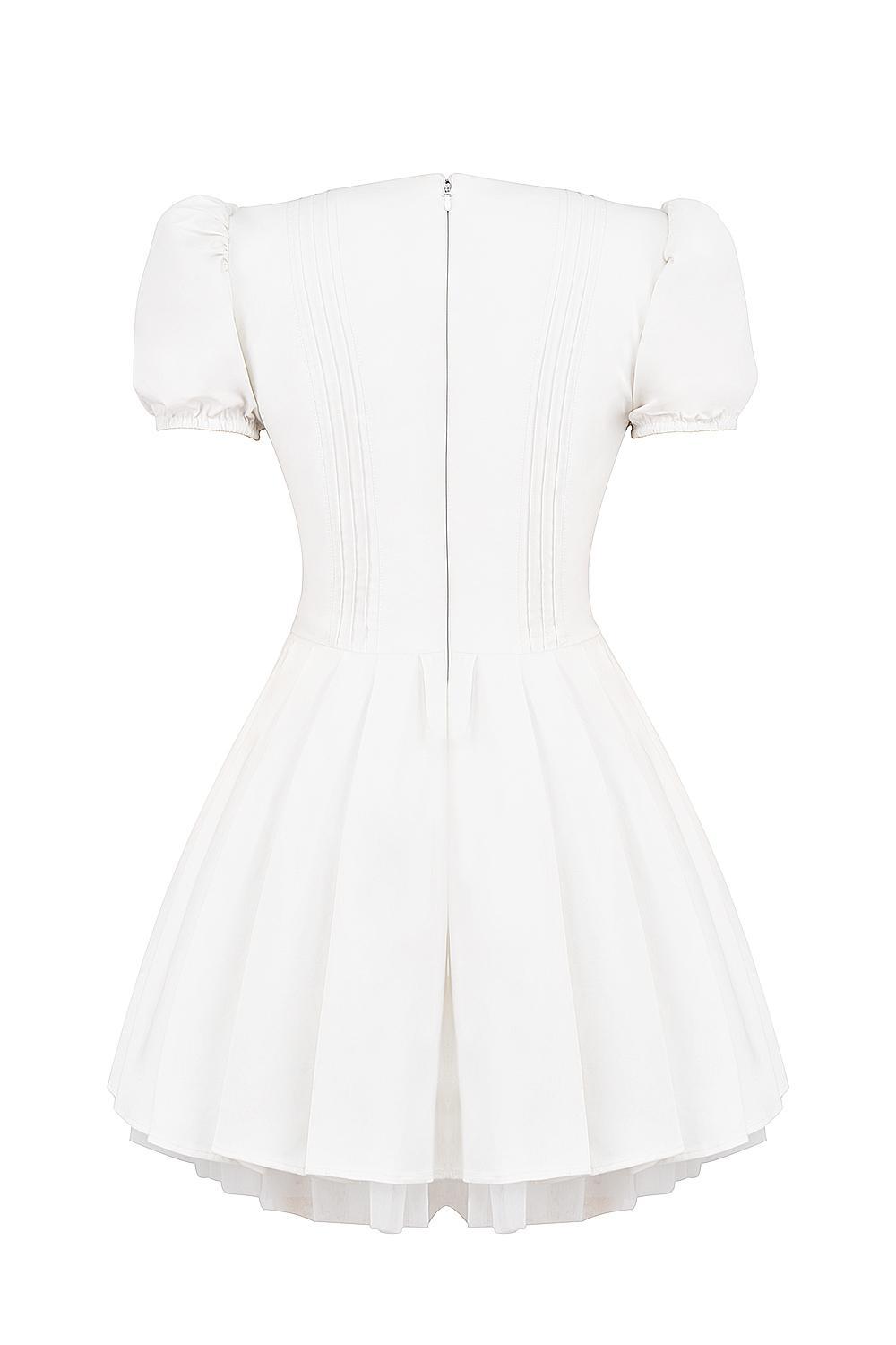 Imani  white pleated cotton mini dress Product Image